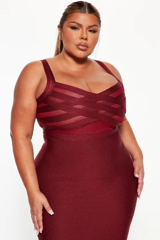 Cassidy Bandage Midi Dress - Burgundy