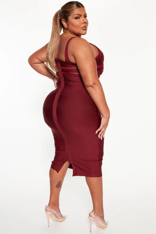 Cassidy Bandage Midi Dress - Burgundy