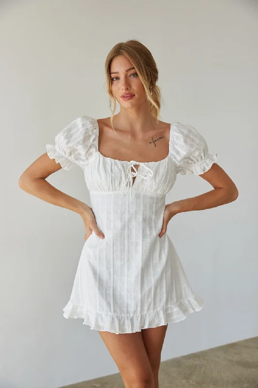 Clover Puff Sleeve Gingham Mini Dress