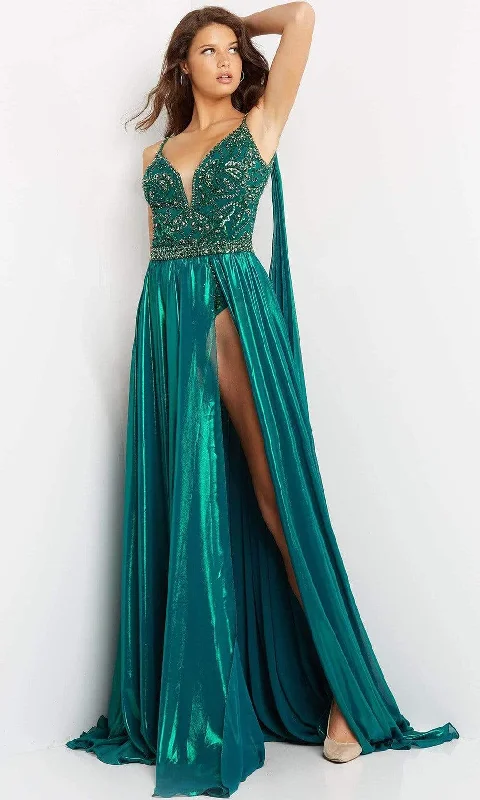 Jovani - 07249 Plunging Sweetheart A-Line Gown With Cape