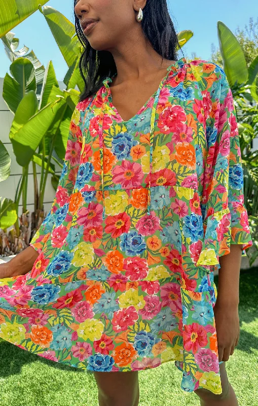 Viola Mini Dress ~ Bright Floral Soiree