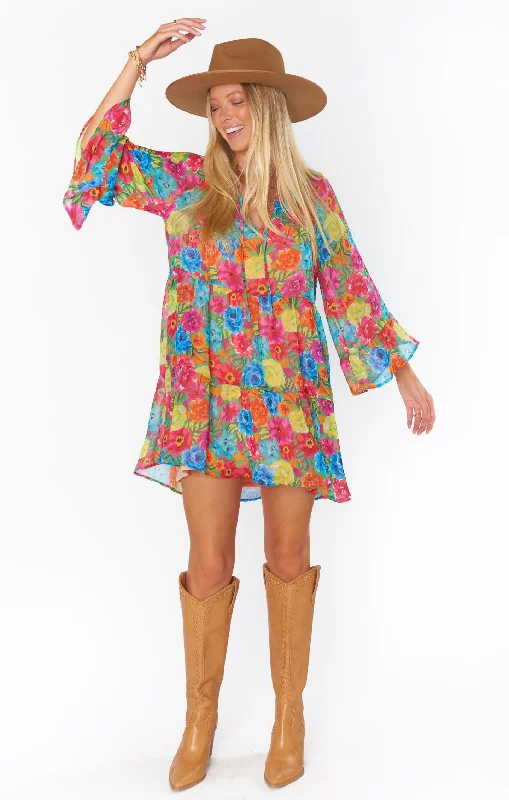 Viola Mini Dress ~ Bright Floral Soiree