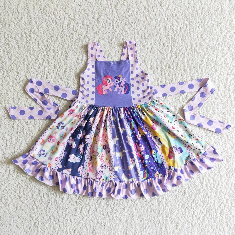 Cartoon Twirl patchwork Girl summer Dress