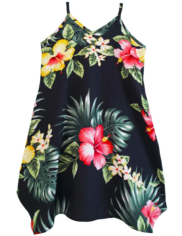 Girls Dress with Scarf Hem Lihue Hibiscus