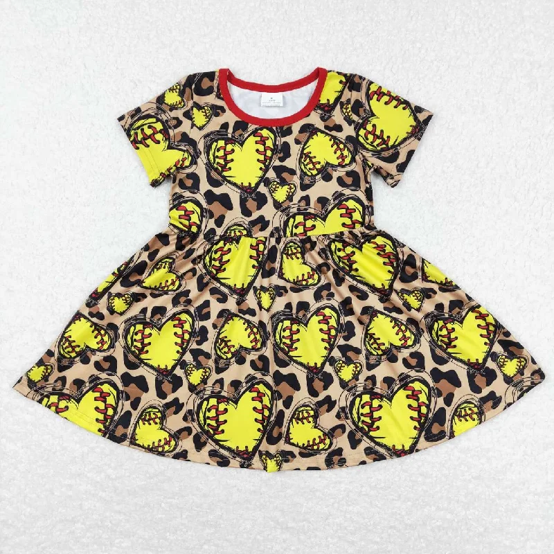 GSD0547 baby girl clothes softball Love leopard print summer dress