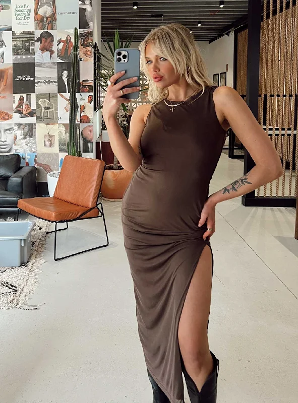 Shop Early, Save Big!Brenly Mesh Maxi Dress Brown