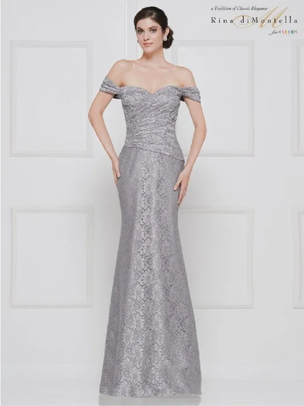 Get Ready to Save!Rina di Montella Long Formal Off Shoulder Gown 2650