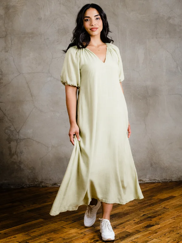 Incredible Savings Inside!Amari Puff Sleeve Maxi Dress - Pear