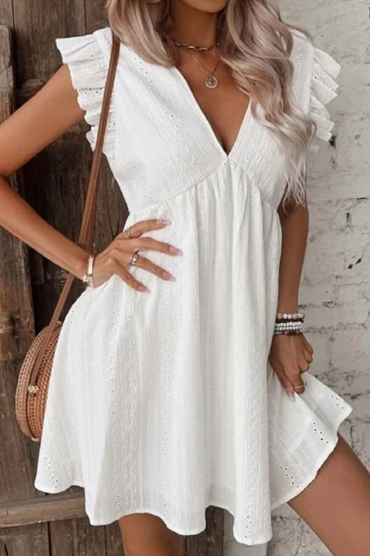 Your Wallet Will Thank You!Chic ruffled eyelet mini dress