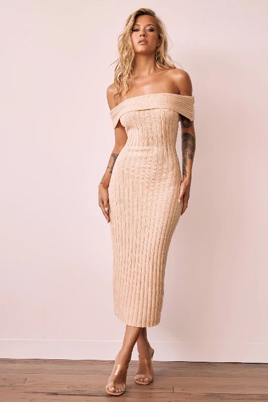 Don’t Wait – Deals Won’t Last!Hannah Knit Midi Dress - Beige