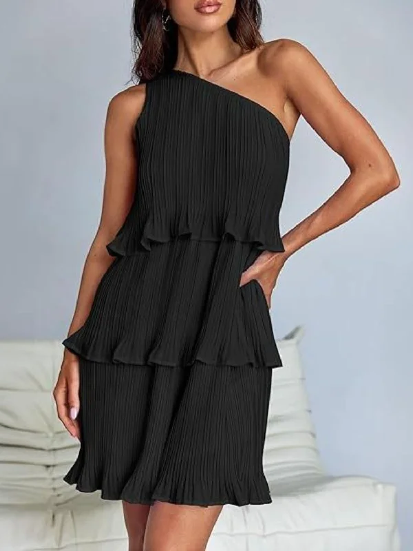Stock Up and Save!Chic sheer mini dress with ruffles