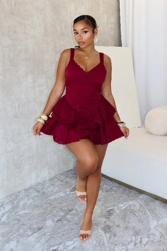 Save More When You Shop More!Lucky You Lace Trim Layered Mini Dress
