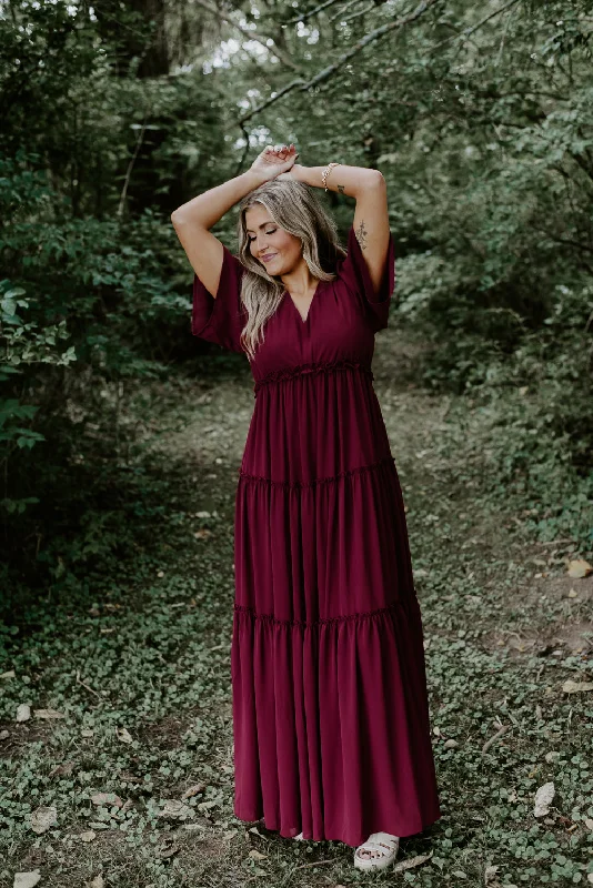 Huge Price Cuts Await!ECB Exclusive: Making Memories Maxi Dress, Wine