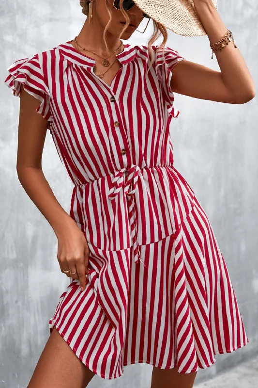 The Best Offers Are Here!Ruffled mini dress with cap sleeves