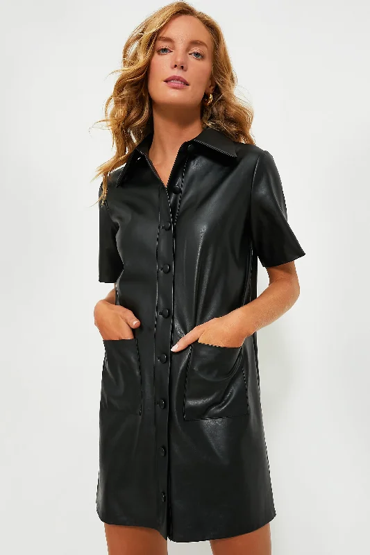 Don't Miss Out!Black Leather Violetta Shirt Dress