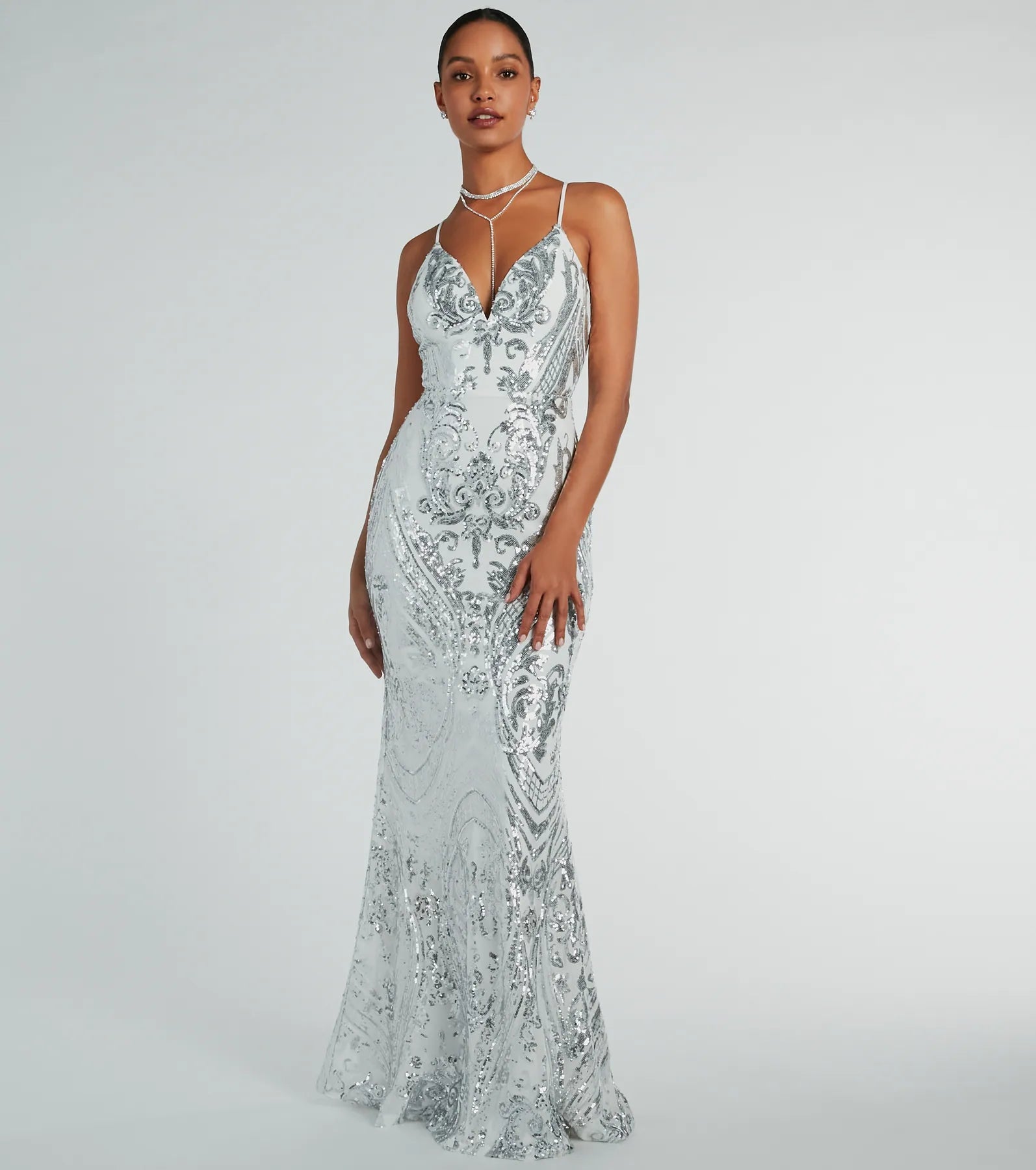 Biggest Sale of the Season!Margaux Lace Up Mermaid Sequin Formal Dress