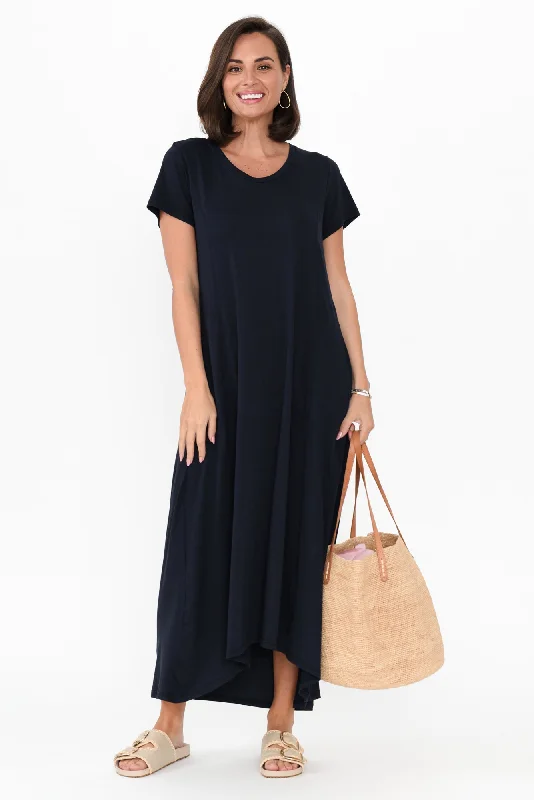 Hottest Discounts of the Year!Patrick Navy Cotton Pocket Dress