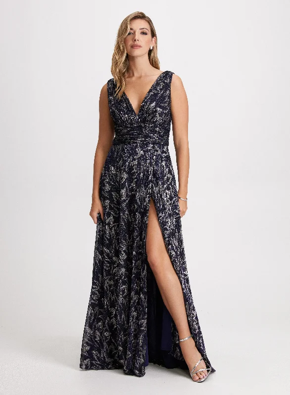 Buy One, Get One Free!Shimmering Leaf Print Dress