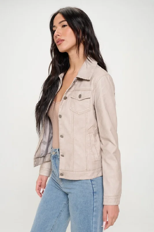 Limited Stock Available!Coalition LA Button Down Cargo Vegan Leather Shacket