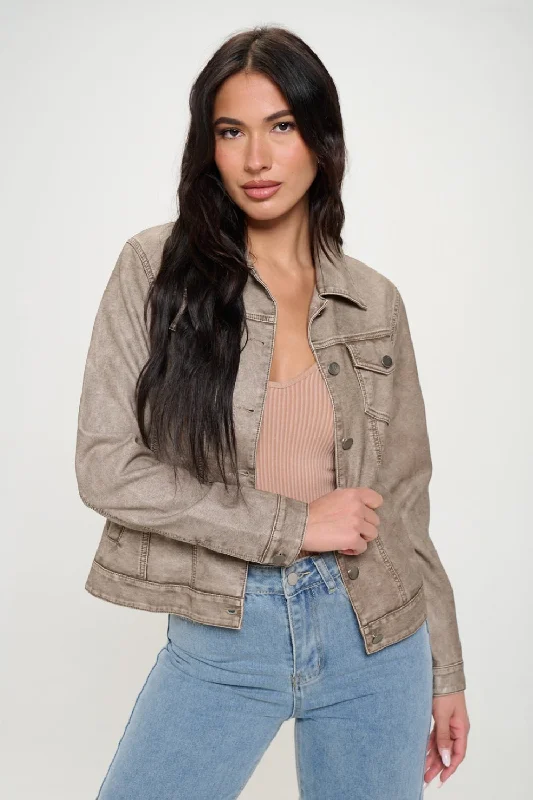 Grab Yours Before It’s Too Late!Coalition LA Button Down Cargo Vegan Leather Shacket