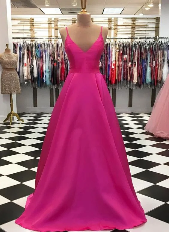 The Best Deals Won’t Wait!Hot Pink Satin V Neck Simple Long Prom Dress, Bridesmaid Dress cg9171 The Best Deals Won’t Wait!Hot Pink Satin V Neck Simple Long Prom Dress, Bridesmaid Dress cg9171