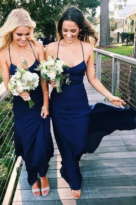 Save Money, Shop Happy!Navy Blue Chiffon Halter Weddung Party Dress 2020