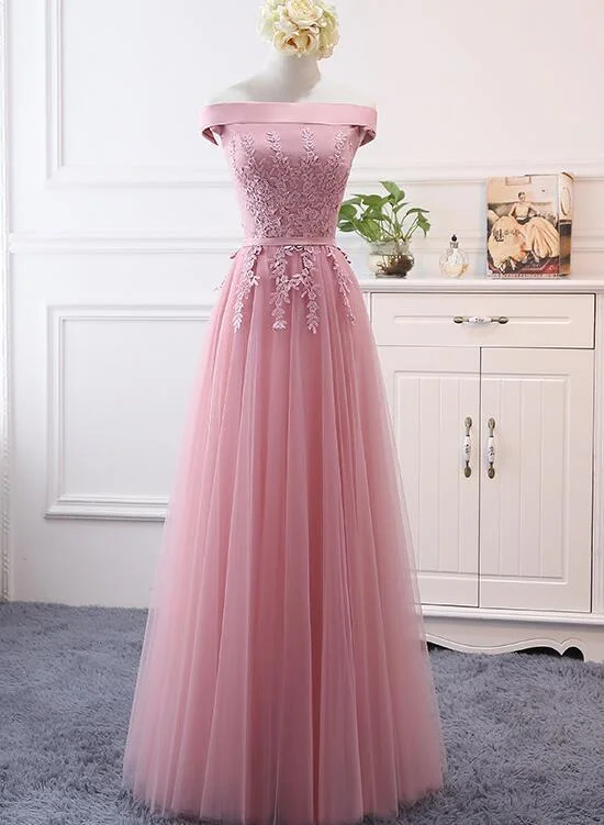 Save More with Every Purchase!Pink Off Shoulder A-Line Tulle Floor Length Bridesmaid Dress, Pink Prom Dress cg13426 Save More with Every Purchase!Pink Off Shoulder A-Line Tulle Floor Length Bridesmaid Dress, Pink Prom Dress cg13426