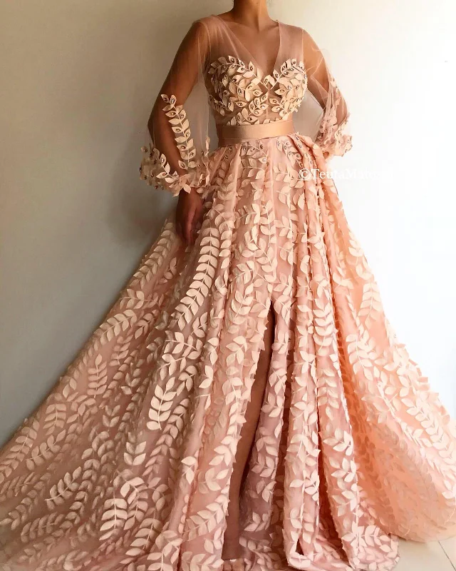 Find Your Perfect Deal Today!Crystal Leaves and Sleeves Gown