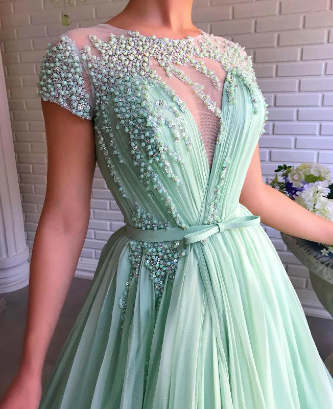 More Discounts, More Joy!Dreamy Mint Beaded Gown